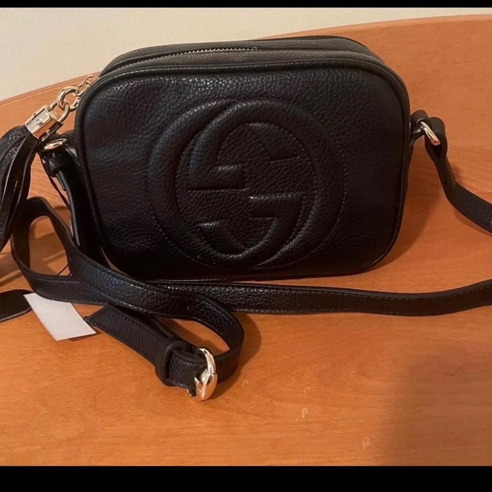 Black Leather Disco Bag